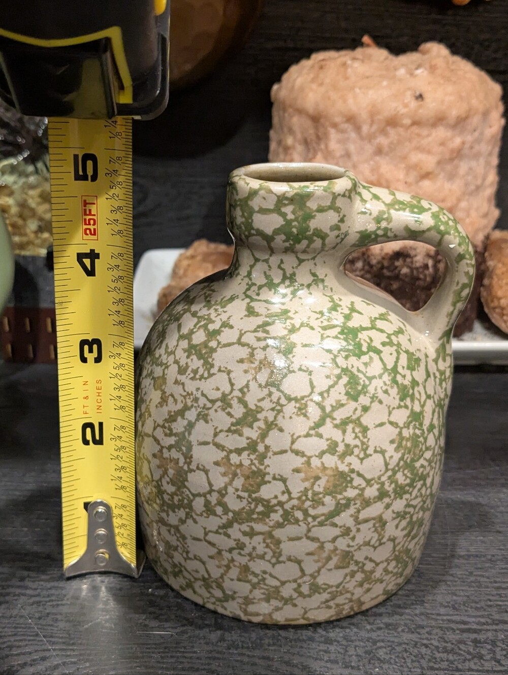 Beaumont Brothers Pottery Green Spongeware Salt Glaze Jug Pitcher BBP - Picture 5 of 5